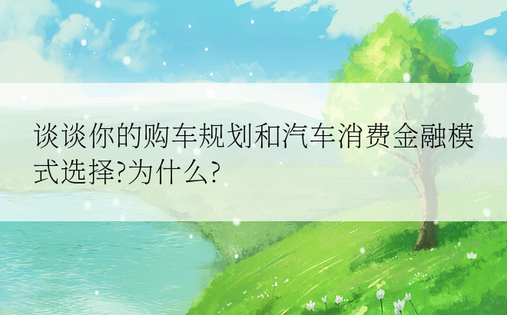 谈谈你的购车规划和汽车消费金融模式选择?为什么?