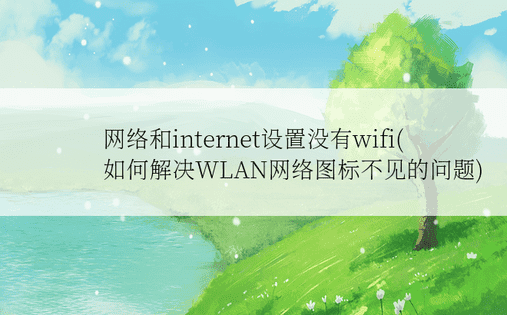 网络和internet设置没有wifi(如何解决WLAN网络图标不见的问题)