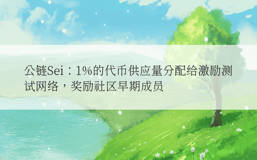 公链Sei：1%的代币供应量分配给激励测试网络，奖励社区早期成员