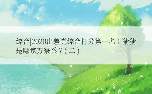 综合|2020出差党综合打分第一名！猜猜是哪家万豪系？( 二 )